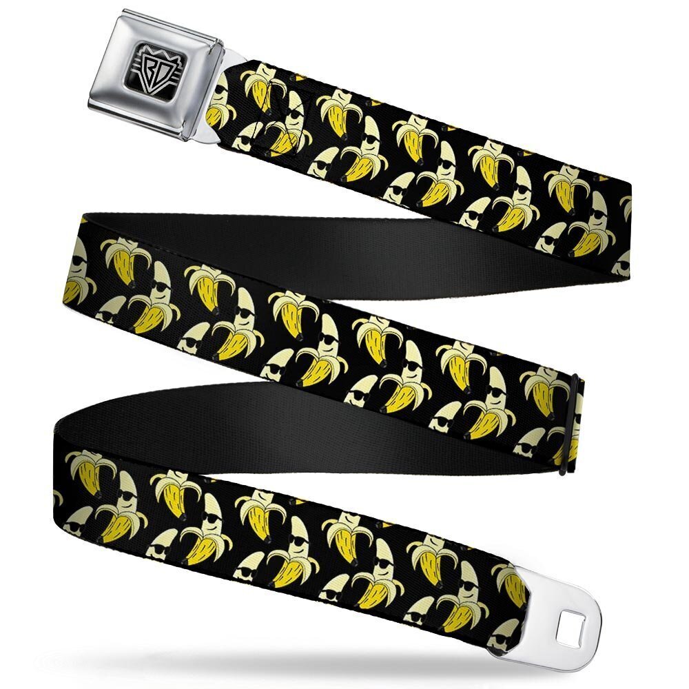 1996 Seatbelt Belt Banana Peeled w/Sunglasses Black/Yellow 1.0" Wide